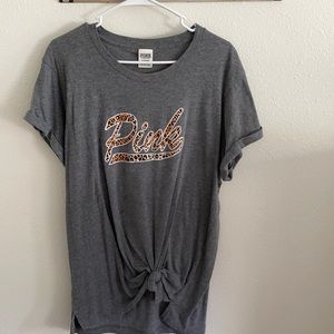 PINK Front Tied t-shirt. Size large.